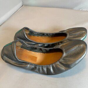 Tieks by Gavrieli Metallic Pewter Leather Ballet Flats Shoes Women's 8 Comfort